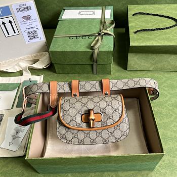 Gucci Bamboo 1947 Mini GG Supreme Beige ‎681137 18x11.5x6 cm
