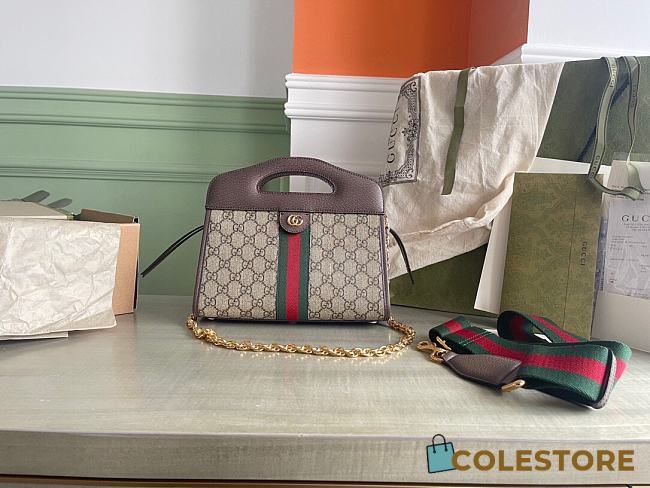 Gucci Ophidia Small Tote With Web Brown 693724 Size 25.5×19×10cm - 1