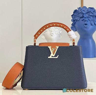 Louis Vuiiton Capucines Dark Blue With Brown 27cm - 1