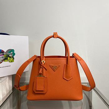 Prada Double Saffiano leather Mini Bag In Orange 1BG443 Size 25*18.5*12.5 cm