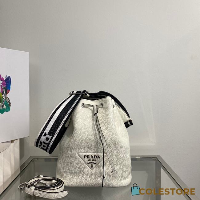 Prada White Leather bucket bag 1BE060 Size 20x25x14cm - 1