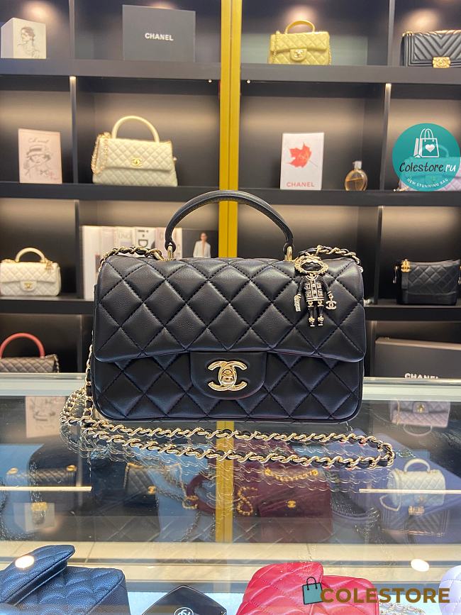 Chanel Small Flap Bag Lambskin Black 20cm - 1