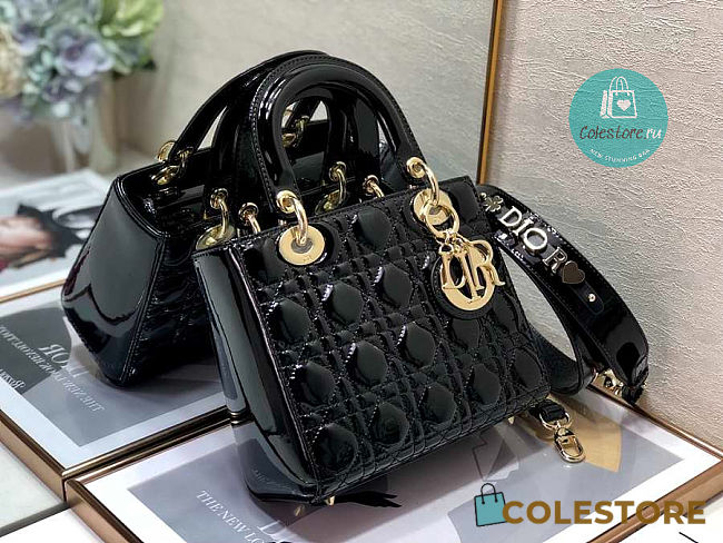 Colestore Dior Lady Dior My ABC Bag Black Patent Cannage Calfskin M0531 Size 20cm - 1