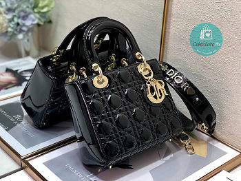Colestore Dior Lady Dior My ABC Bag Black Patent Cannage Calfskin M0531 Size 20cm
