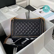 Chanel Boy Bag Black Caviar Leather Gold Hardware Size 25cm - 4