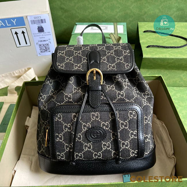 Gucci Backpack With Interlocking G in GG Supreme In Black 26.5x 30x 13 cm - 1