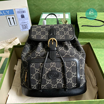 Gucci Backpack With Interlocking G in GG Supreme In Black 26.5x 30x 13 cm