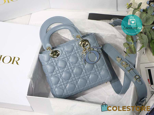 Dior Lady Small Blue Cannage Lambskin 20cm - 1