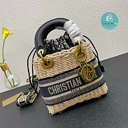 Dior Lady Raffia Small Blue Bag 20cm - 3