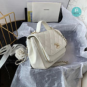 Chanel Mini Flap Bag Gold-Tone White Metal 19x7x14cm - 6