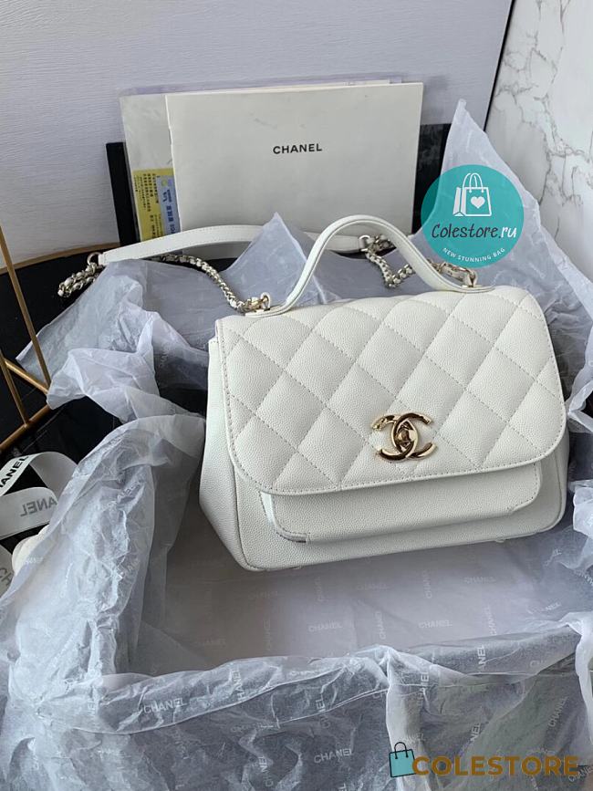 Chanel Mini Flap Bag Gold-Tone White Metal 19x7x14cm - 1