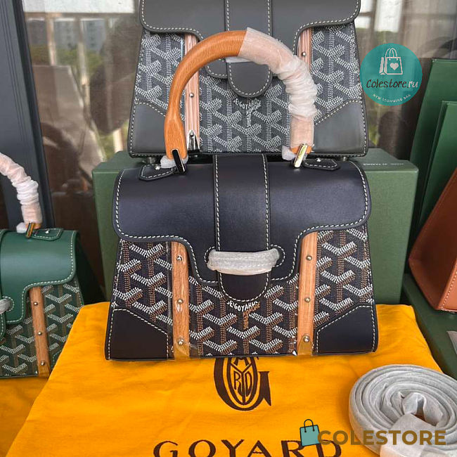 Goyard Black Coated Canvas Leather Top handle 21cm - 1