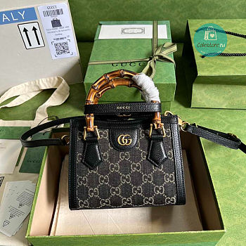 Gucci Diana Jumbo GG Mini Tote Bag Black Handbag 20cm