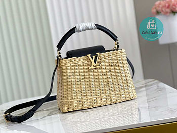 Louis Vuitton Capucine Straw Bag In Black Size 27cm