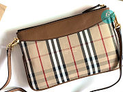 Burberry Horseferry Check and Brown Leather Clutch 26x16.5 cm - 1