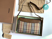 Burberry Horseferry Check and Brown Leather Clutch 26x16.5 cm - 4