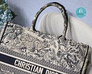 Large Dior Book Tote Blue Toile De Jouy Embroidery 42cm - 2