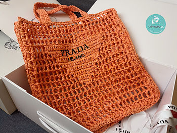 Prada Raffia Tote Bag Orange 1BG393 36x38x3 cm