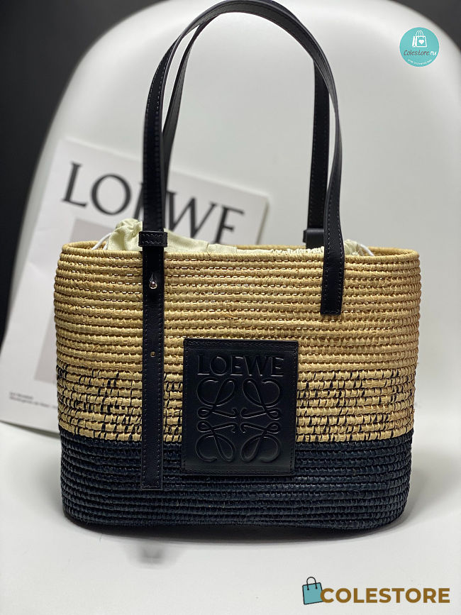 Loewe's lbiza Small Leather - Trimmed de'grade' Raffia Tote 30x21x11 cm - 1