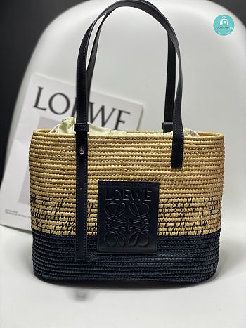 Loewe's lbiza Small Leather - Trimmed de'grade' Raffia Tote 30x21x11 cm