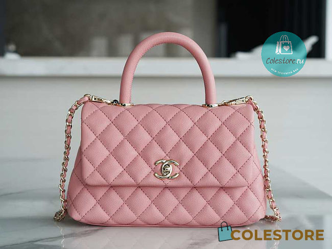Chanel Coco Caviar Leather Handle Pink 24 cm - 1