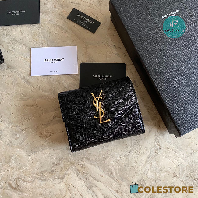 YSL Saint Laurent Short Wallet In Black 403943 12.5×10×2.5 cm - 1