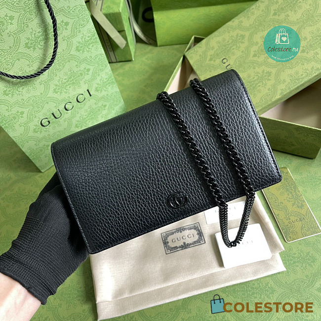 Gucci GG Marmont Leather Mini Chain In Black 497985 20x12.5x4 cm - 1