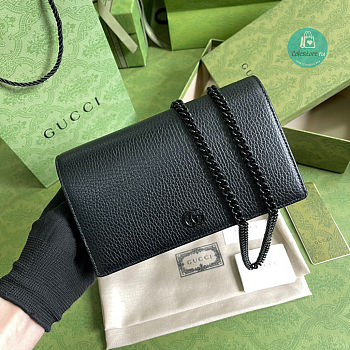 Gucci GG Marmont Leather Mini Chain In Black 497985 20x12.5x4 cm