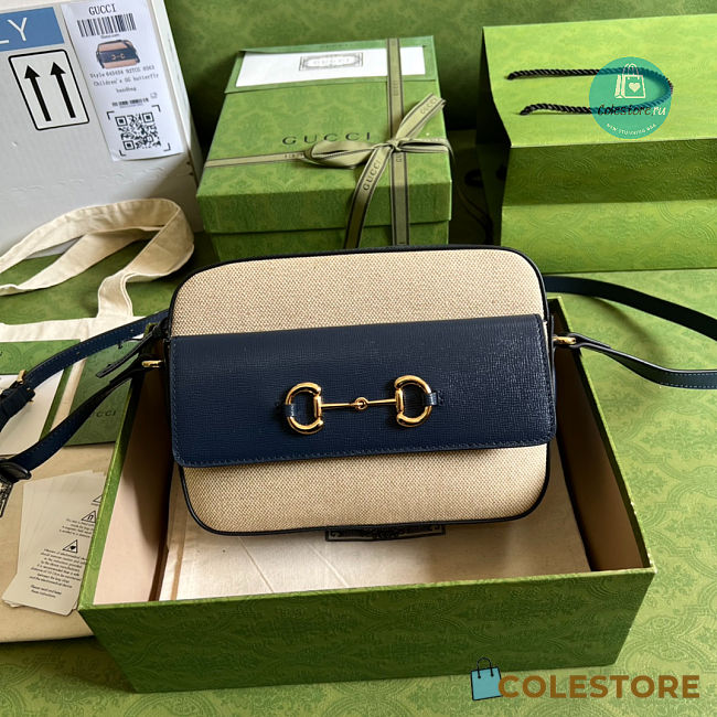 Gucci 1955 Shoulder Bag In Navy Leather 645454 Size 22x17x6.5cm - 1
