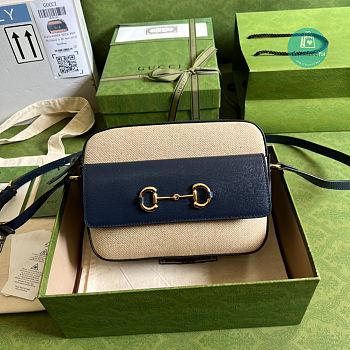 Gucci 1955 Shoulder Bag In Navy Leather 645454 Size 22x17x6.5cm