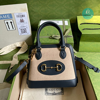 Gucci Horsebit 1955 Mini Top Handle Bag 640716 in Beige Canvas 20x19.5x7.5 cm