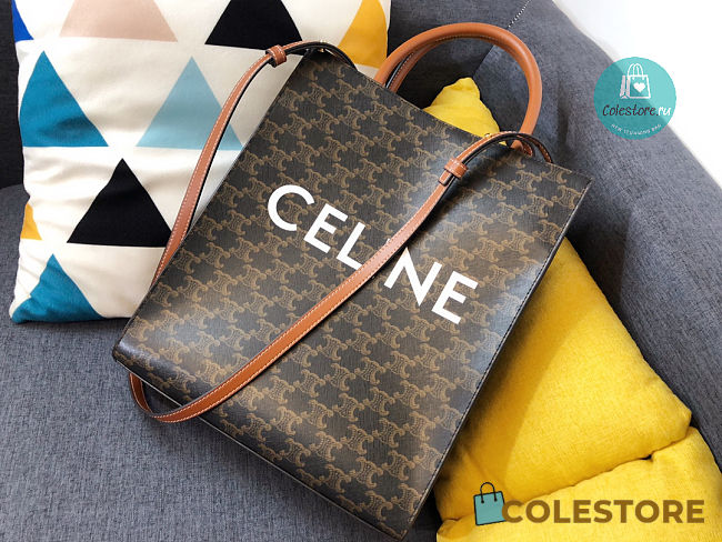 Celine Triomphe Vertical Cabas Tote Bag In Brown 28.5x33x8 cm  - 1