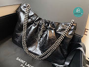 YSL Pac Pac Ruched Hobo Black Shoulder Bag 681632 size 24x14x4cm - 3
