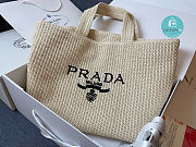Prada Raffia Woven Tote Bag In Tan 36x38x11 cm - 1