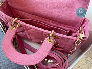 Dior D-Joy Bag Bright Pink Cannage Denim M0540 26x14x5cm - 4