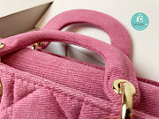 Dior D-Joy Bag Bright Pink Cannage Denim M0540 26x14x5cm - 3