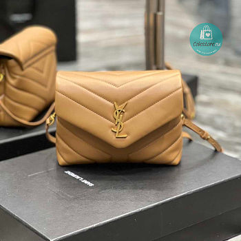YSL Lou Lou Toy Crossbody Bag In Brown Size 18cm  