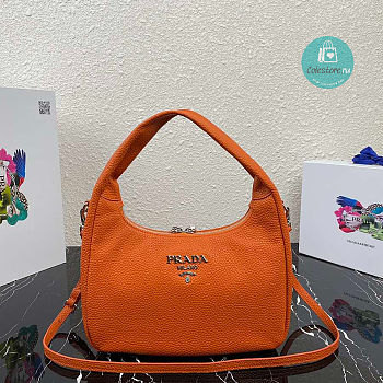 Prada Hobo Leather Bag Orange 1BC132 Size 26x21x9.5cm