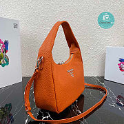 Prada Hobo Leather Bag Orange 1BC132 Size 26x21x9.5cm - 6