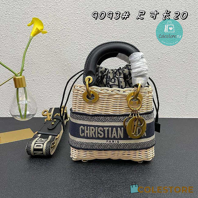 Dior Lady Raffia Small Blue Bag 20cm - 1