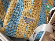 Prada Raffia Woven Tote Bag In Blue 36x38x11 cm - 2