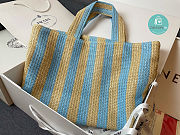Prada Raffia Woven Tote Bag In Blue 36x38x11 cm - 4