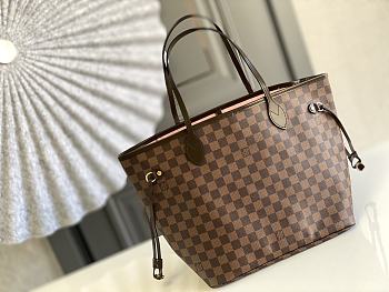 Louis Vuitton Neverfull Damier Ebene MM Rose Ballerine N41603 Size 31x28x14cm