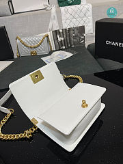 Chanel Boy Flap Bag White Chervon Calfskin 67085 Size 20cm - 4
