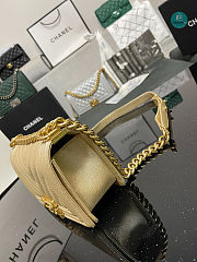 Chanel Boy Flap Bag Yellow Chervon Calfskin 67085 Size 20cm - 3