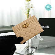 Chanel 18C Boy Card Holder In Beige 7.5x11x0.5 cm - 4