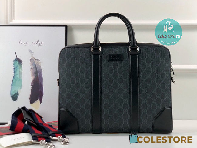 Gucci GG Supreme Black Briefcase 474135 size 36x28x7 cm - 1