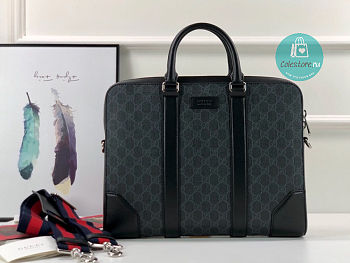 Gucci GG Supreme Black Briefcase 474135 size 36x28x7 cm