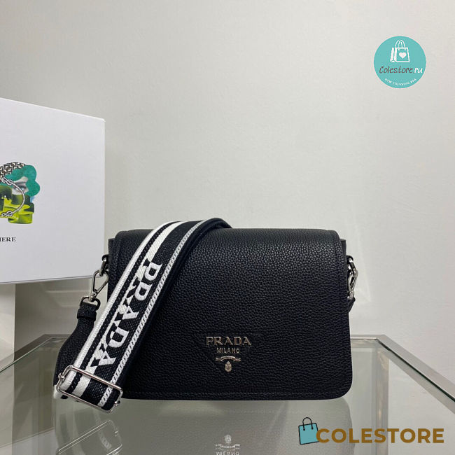 Prada Leather Shoulder Bag In Black 1BD314 23x15.5x9 cm - 1