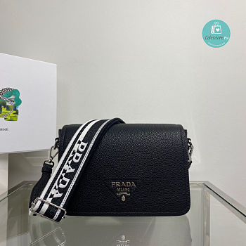 Prada Leather Shoulder Bag In Black 1BD314 23x15.5x9 cm